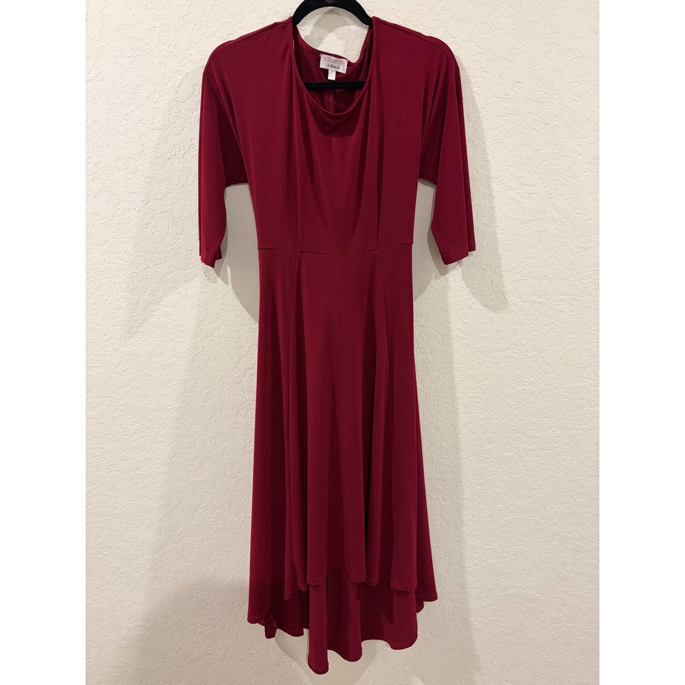 Signature by Robbie Bee Burgundy High Low Fit & Flare Dress Tie Back Size M